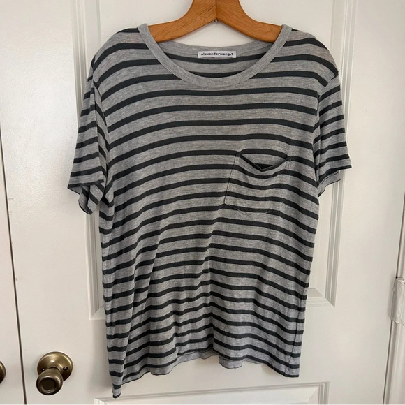 Alexander wang striped round neck pocket tshirt - Picture 1 of 5